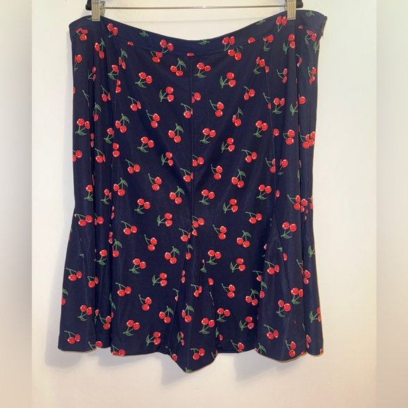 Talbots Woman 22W Cherry Print Flounce Skirt Navy Red Fruit Pattern NWT - Picture 6 of 15